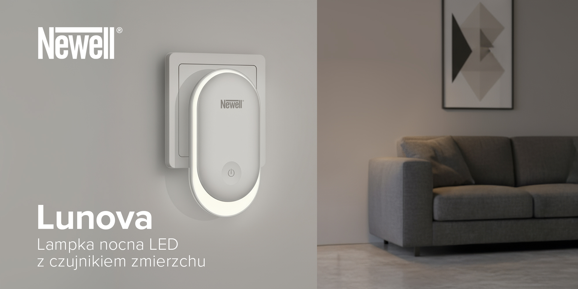 Lampka nocna z czujnikiem zmierzchu Newell Lunova